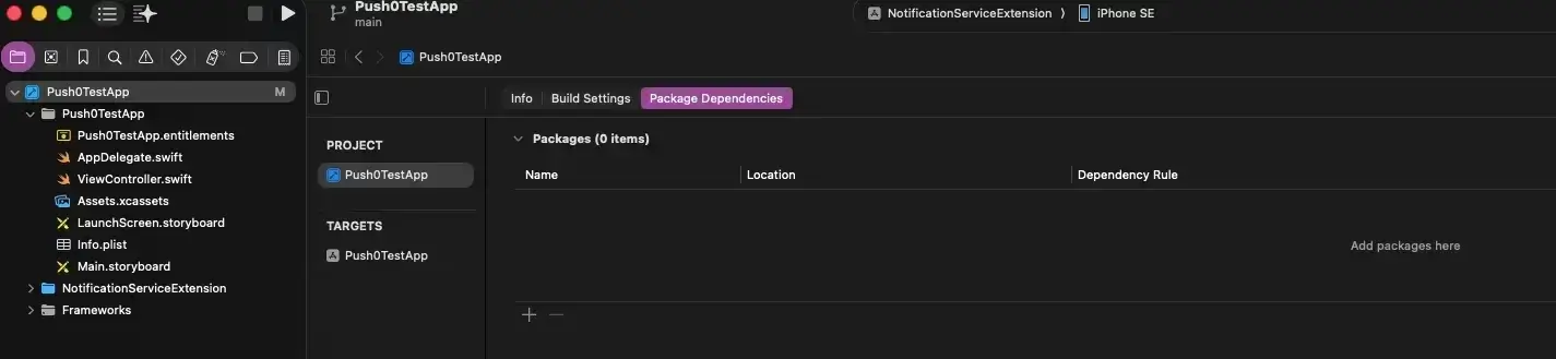 Xcode capability remote notifications - add project
